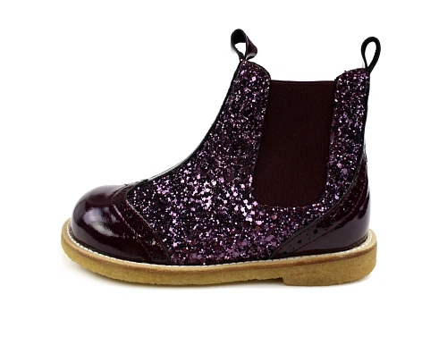 Angulus aubergine glitter støvlette med hulmønster